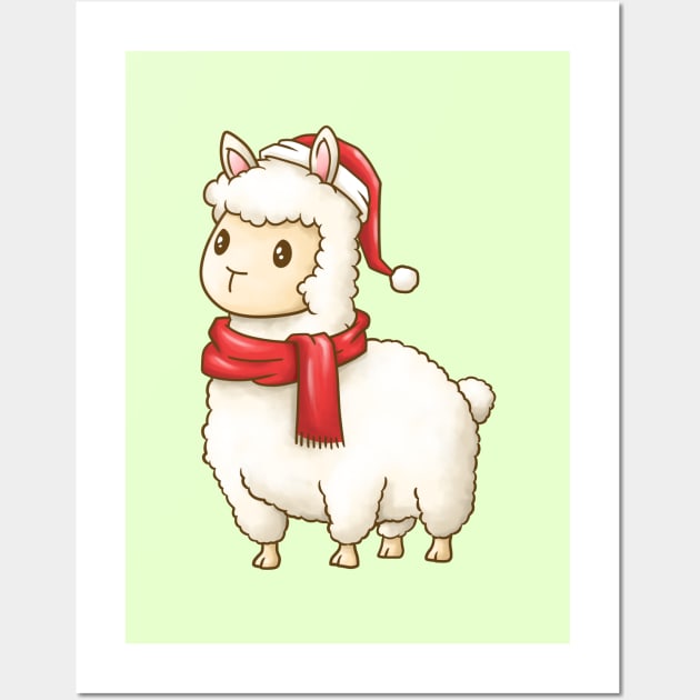 Cute Christmas Llama Wall Art by Takeda_Art